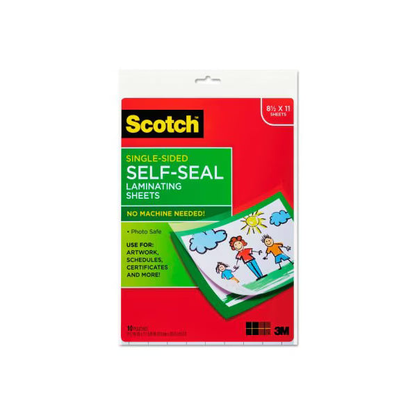 Scotch Self-Sealing Laminating Sheets, 6.0 mil, 8 1/2 x 11, 10/Pack