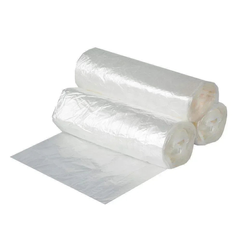 Commercial clear trash bags for janitorial cleaning