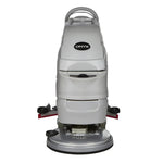 Back view showing dual cylindrical brushes and dust hopper