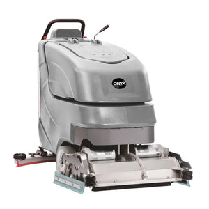 Front view of ONYX DX26C 26" battery cylindrical autoscrubber
