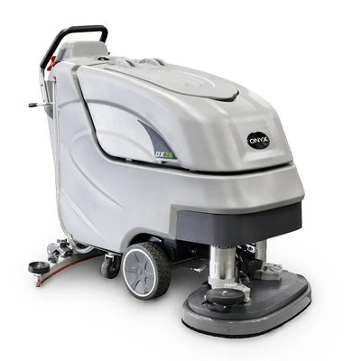 ONYX DX26T 26 inch dual head battery floor scrubber in commercial setting