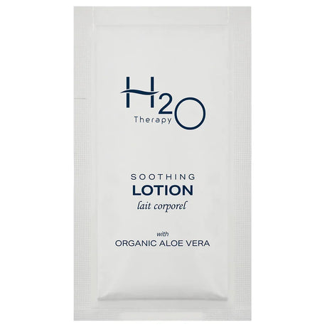 H2O Therapy Soothing Lotion packet with organic aloe vera, body moisturizer sample
