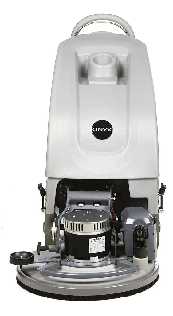 Side view of ONYX JXi-600 battery floor burnisher showing onboard vacuum