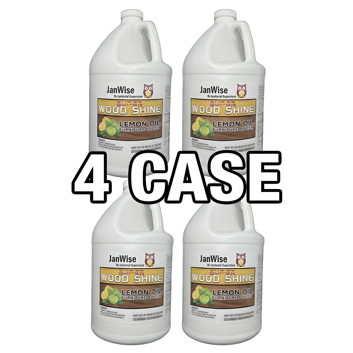JanWise Super Wood Shine, Lemon Oil Based Furniture Polish, Gallon Bottle