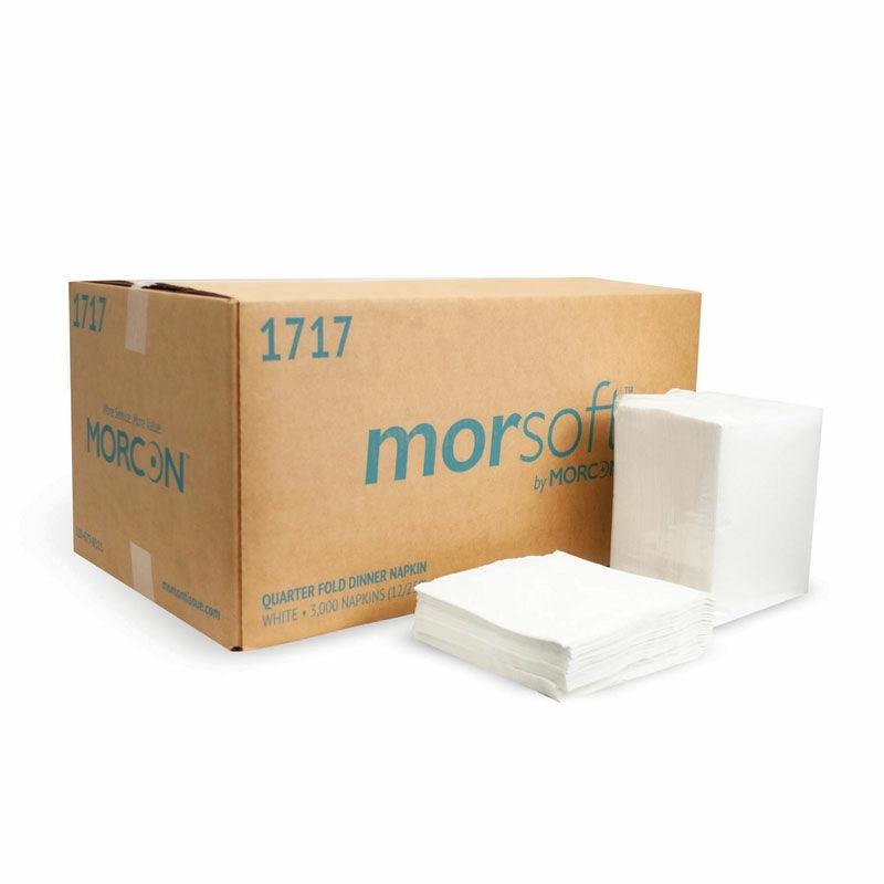 Morcon 16" X 16" Dinner Napkin White 1-Ply 1 / 4 Fold 12 / 250 cs