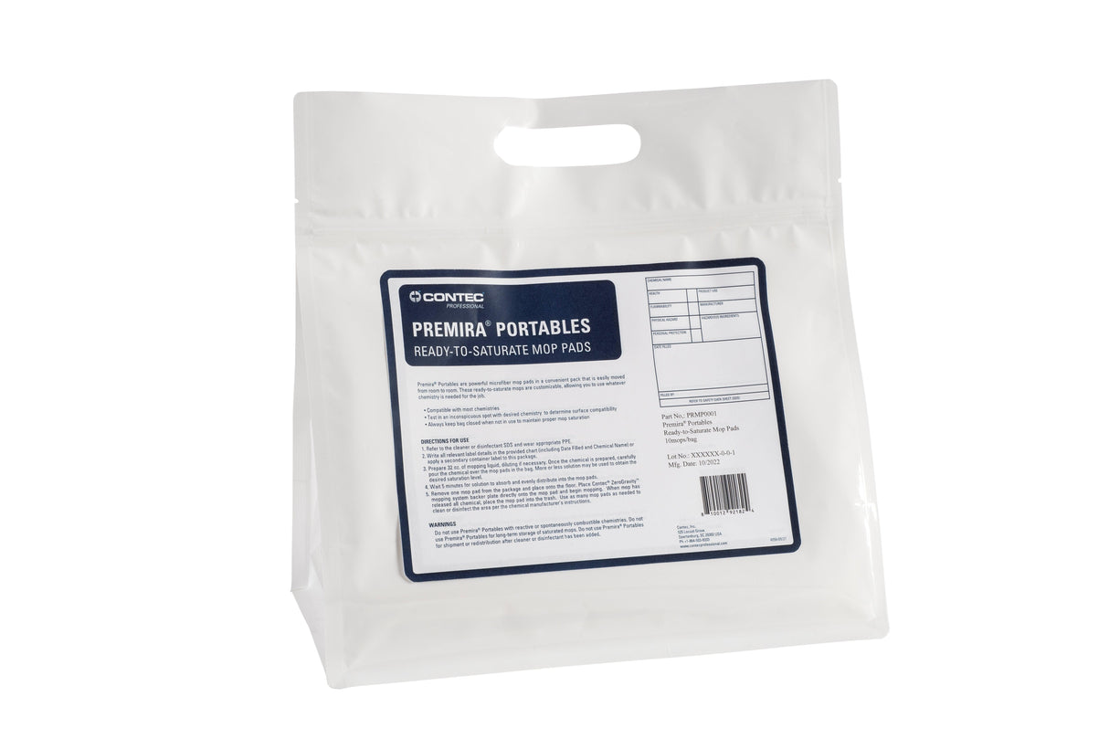 Contec Laundry-Free Premira II Disposable Microfiber Pads, 5in x 19in,, 1- pouch/10 pack