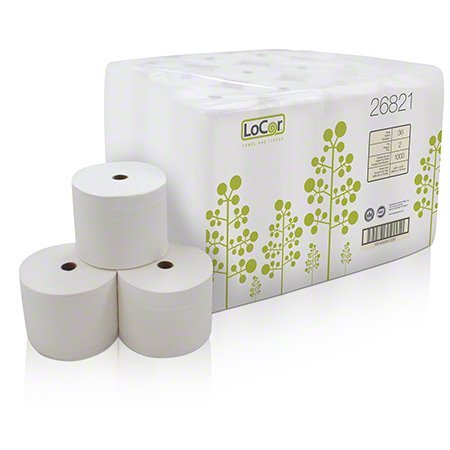LoCor 2 ply Toilet Paper, 3 4/5" x 4", White 1000 sheets 36rolls (26821)