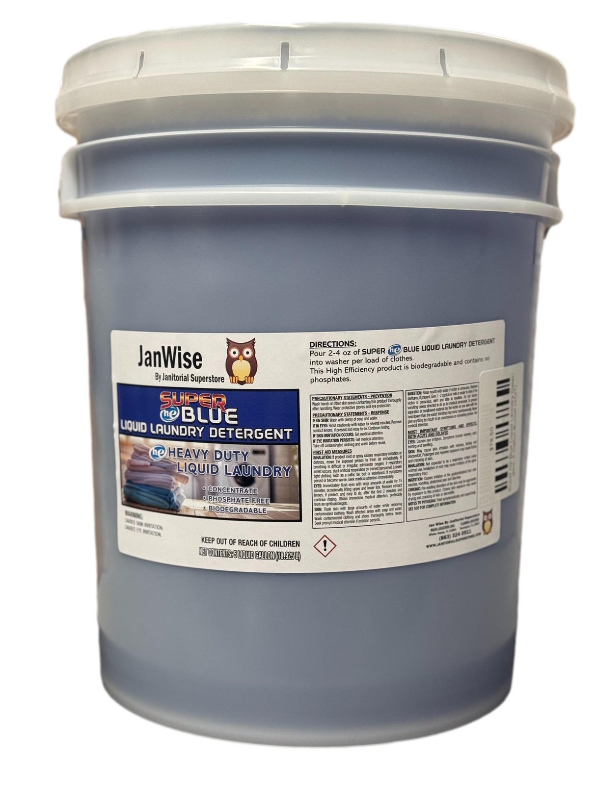Super He Blue Liquid Laundry Detergent, 5 Gallon Bucket (4187)