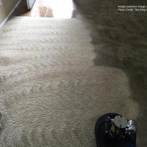 Portable carpet extractor with 4 high-flow solution jets