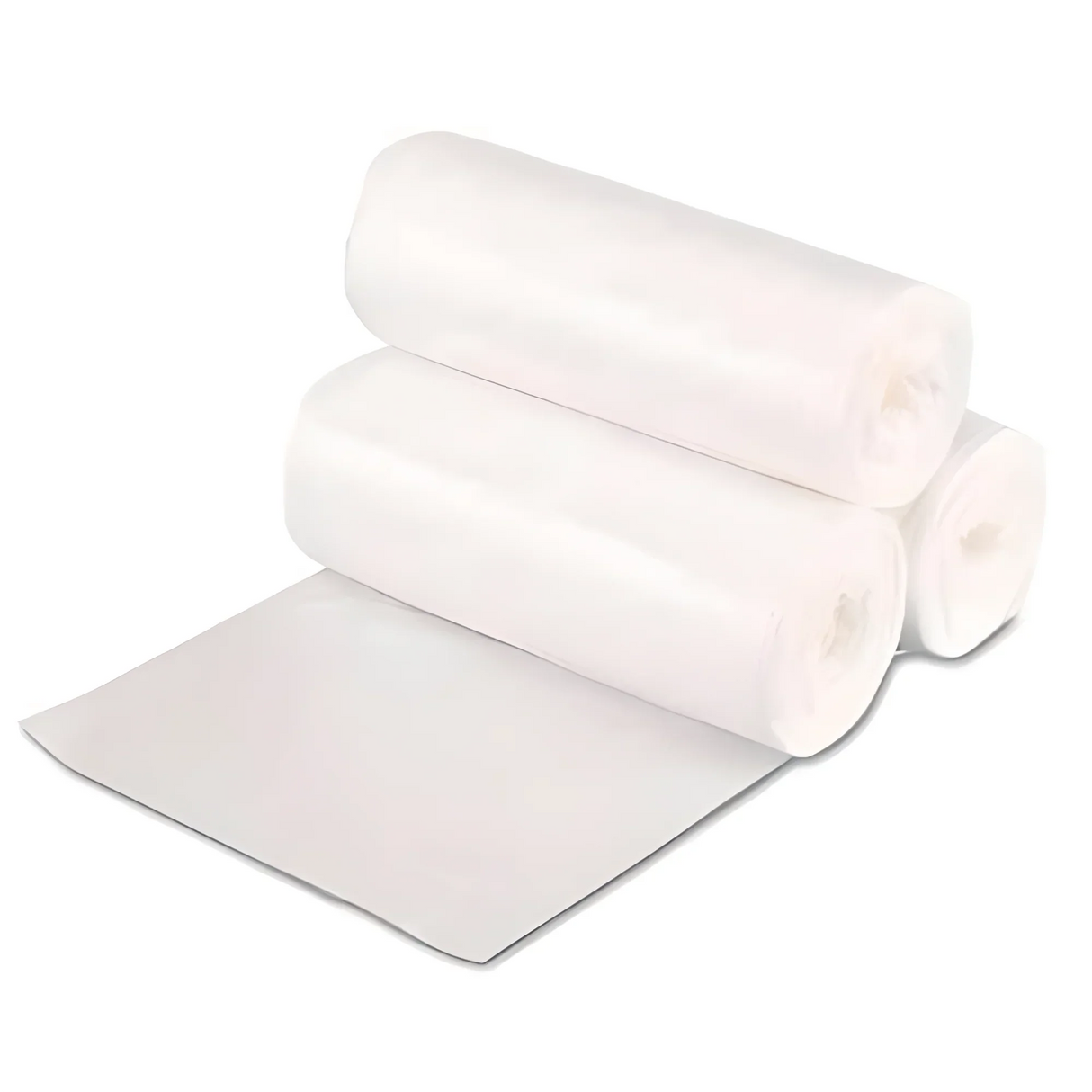 Heavy duty white low density trash bags for janitorial use
