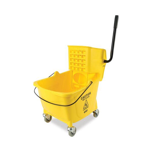 35QT YELLOW MOP BUCKET,HEAVY DUTY SIDE PRESS WRINGER, - Janitorial Superstore