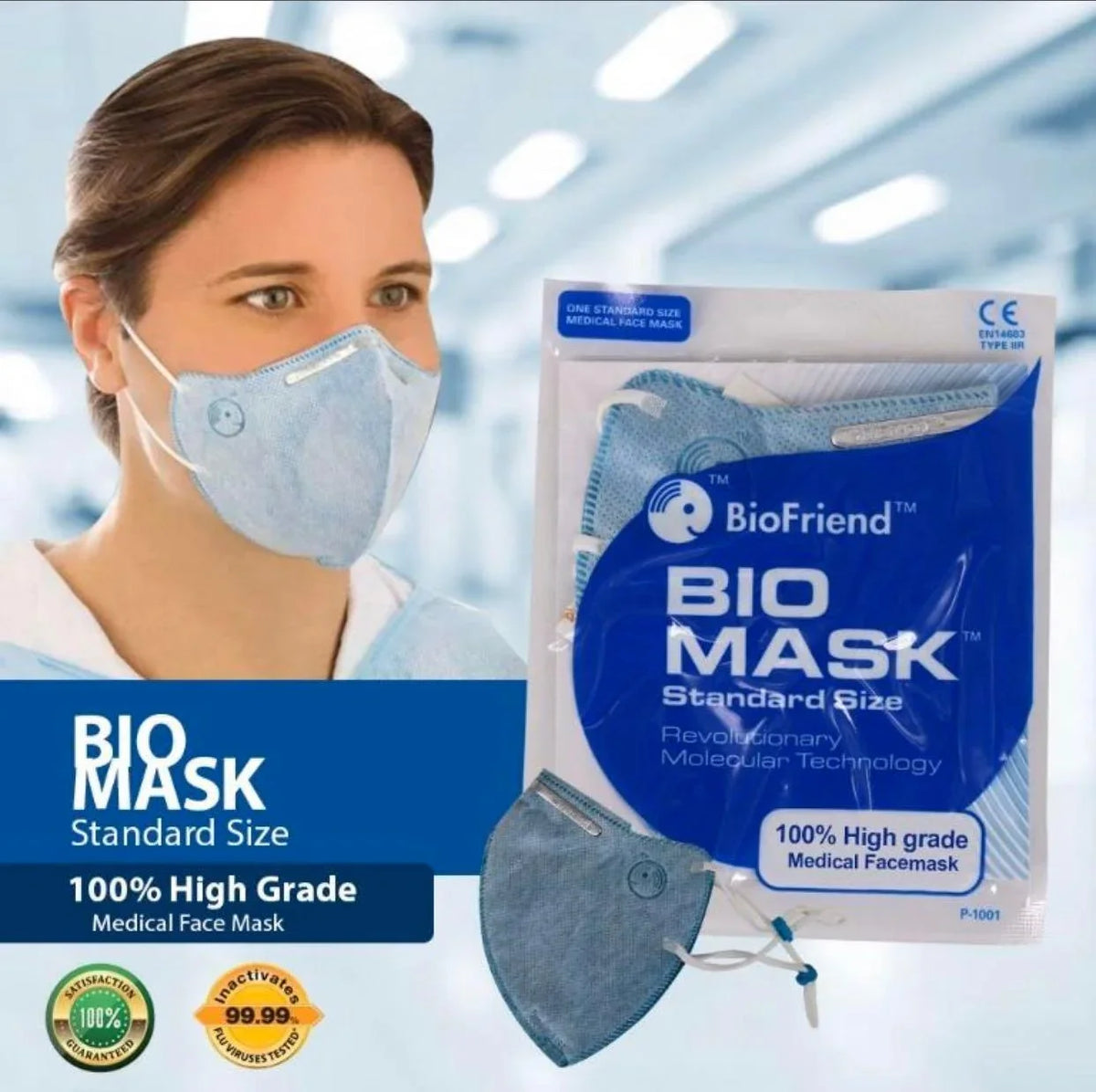 BioMask Face Mask single Wrapped That Kills Swine Flu Readied For Fight Against Possible Pandemic - Janitorial Superstore