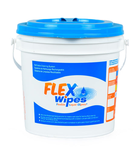 Flex Wipes Pour in your disinfectant, sanitizing  Wipes, bucket/Wipes 12" x 12.5" 1 bucket / 5 rolls of 110(#70110)