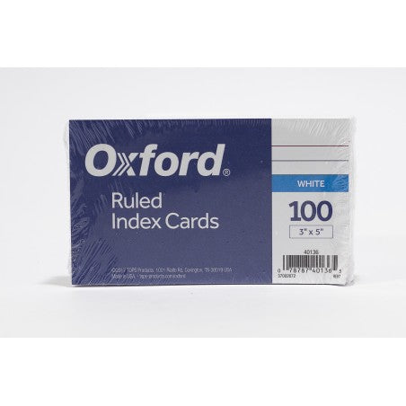 Oxford® Ruled Index Cards - White 100 Pk / 3 X 5 in