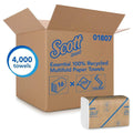 Scott 01807 Essential 100% Recycled Fiber Multi-Fold Towels, 4,000 Case (3088) - Janitorial Superstore