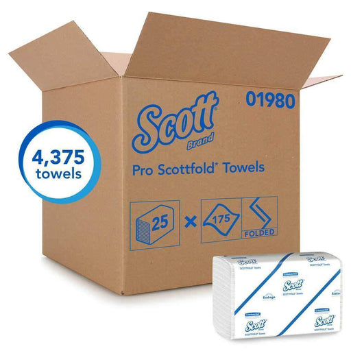 Scott® 01980 Pro Scottfold Towels, White, 25 Packs of 175 Sheets - Janitorial Superstore
