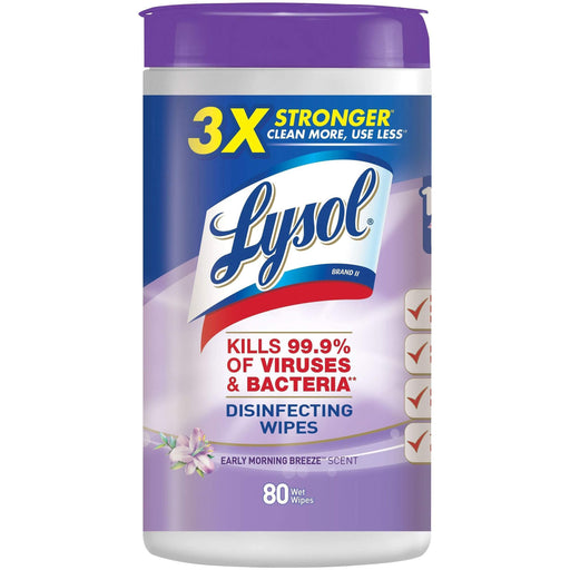 Lysol Disinfecting Wipes, 7 x 8, Early Morning Breeze, 80 Wipes/Canister - Janitorial Superstore