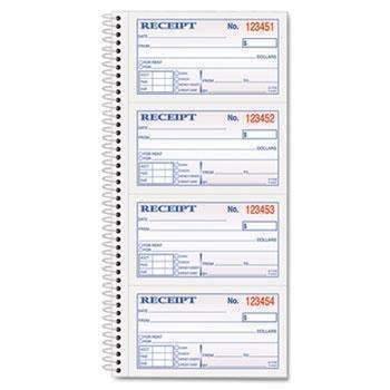TOPS™ Money/Rent Receipt Spiral Book, 2-3/4 x 4 3/4, 2-Part Carbonless, 200 Sets/Book - Janitorial Superstore