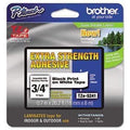 Brother P-Touch® TZe Extra-Strength Adhesive Laminated Labeling Tape, 3/4w, Black on White - Janitorial Superstore