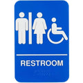 ADA Handicap Accessible Women's / Men's Restroom Sign with Braille - Blue and White, 9
