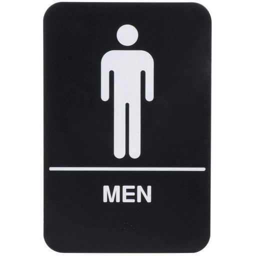 ADA Men's Restroom Sign with Braille - Black and White, 9" x 6" - Janitorial Superstore