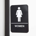 ADA Women's Restroom Sign with Braille - Black and White, 9