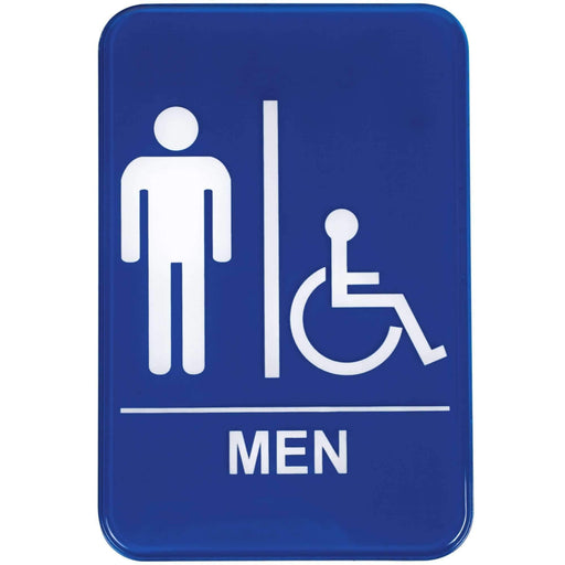 Handicap Accessible Men's Restroom Sign - Blue and White, 9" x 6" - Janitorial Superstore
