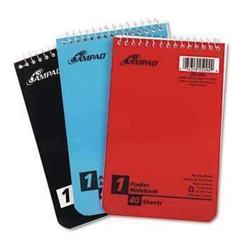 Ampad™ Wirebound Pocket Memo Book, Narrow, 4 x 6, White, 40 Sheets, 3 Pads/Pack - Janitorial Superstore