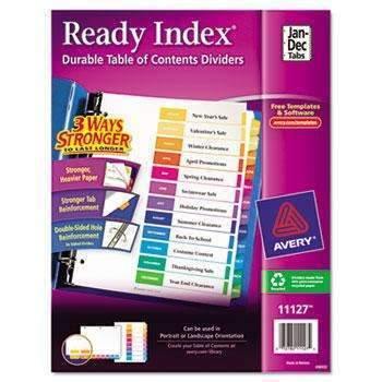 Avery® Ready Index Customizable Table of Contents Multicolor Dividers, Jan. - Dec., 12-Tab, Letter - Janitorial Superstore