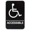 Handicap Accessible Sign with Braille - Black and White, 6