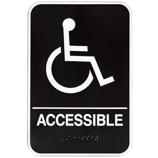 Handicap Accessible Sign with Braille - Black and White, 6" x 9" - Janitorial Superstore