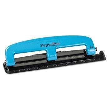 PaperPro® 12-Sheet Capacity ProPunch Compact Three-Hole Punch, Rubber Base, Blue/Black - Janitorial Superstore