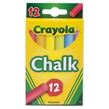 Crayola® Chalk, Two Each of Six Assorted Colors, 12 Sticks/Box - Janitorial Superstore