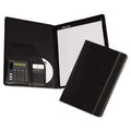 Samsill® Slimline Padfolio, Leather-Look/Faux Reptile Trim, Writing Pad, Black - Janitorial Superstore