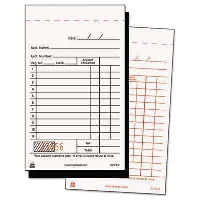 Royal White Sales Book Paper, Carbon 2 Part Booked, Package of 10 Books - Janitorial Superstore