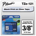 Brother P-Touch® TZe Standard Adhesive Laminated Labeling Tape, 3/8w, Black on Clear - Janitorial Superstore