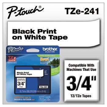 Brother P-Touch® TZe Standard Adhesive Laminated Labeling Tape, 3/4w, Black on White - Janitorial Superstore