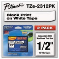 Brother P-Touch® TZe Standard Adhesive Laminated Labeling Tapes, 1/2w, Black on White, 2/Pack - Janitorial Superstore