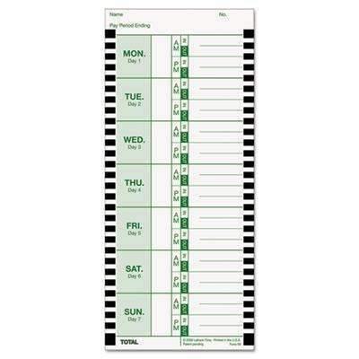 LATHEM TIME CORPORATION Time Card for Lathem Model 800P, 4 x 9, Weekly, 1-Sided, 100/Pack - Janitorial Superstore