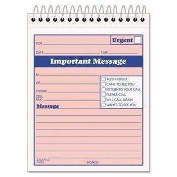 TOPS™ Telephone Message Book with Fax/Mobile Section, 4-1/4 x 5 1/2, Two-Part, 50/Book - Janitorial Superstore