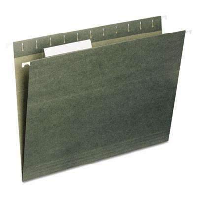Reinforced Recycled Hanging Folder, 1/5 Cut, Letter, Standard Green, 25/Box - Janitorial Superstore