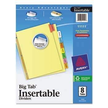 Avery® Insertable Big Tab Dividers, 8-Tab, Letter - Janitorial Superstore