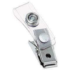 Badge Clips w/Plastic Straps, 0.5" x 1.5", Silver, 100/Box - Janitorial Superstore