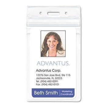 Advantus Resealable ID Badge Holder, Vertical, 2 5/8 x 3 3/4, Clear, 50/Pack - Janitorial Superstore