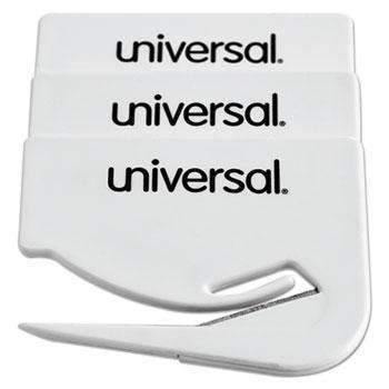 Universal® Letter Slitter Hand Letter Opener w/Concealed Blade, 2 1/2", White, 3/Pack - Janitorial Superstore