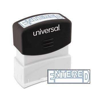 Universal® Message Stamp, ENTERED, Pre-Inked One-Color, Blue - Janitorial Superstore