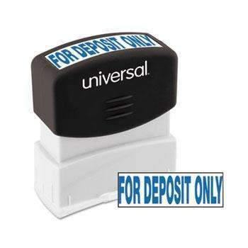 Universal® Message Stamp, for DEPOSIT ONLY, Pre-Inked One-Color, Blue - Janitorial Superstore
