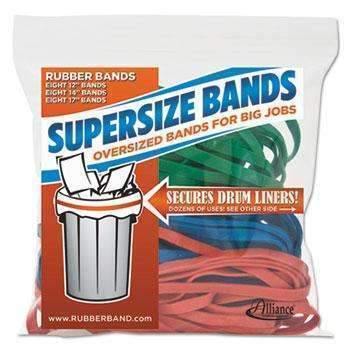 Alliance® SuperSz. Rubber Bands, 12" Red, 14" Green, 17" Blue, 1/4"w, 24/Pack - Janitorial Superstore