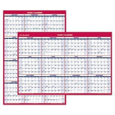 AT-A-GLANCE Erasable Vertical/Horizontal Wall Planner, 32 x 48, Blue/Red, 2023 - Janitorial Superstore