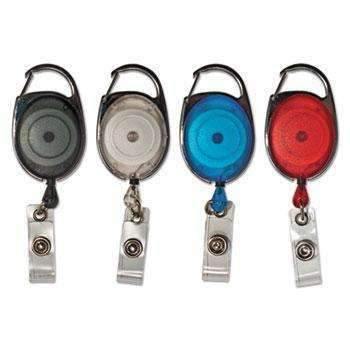 Advantus Carabiner-Style Retractable ID Card Reel, 30" Extension, Assorted Colors, 20/PK - Janitorial Superstore